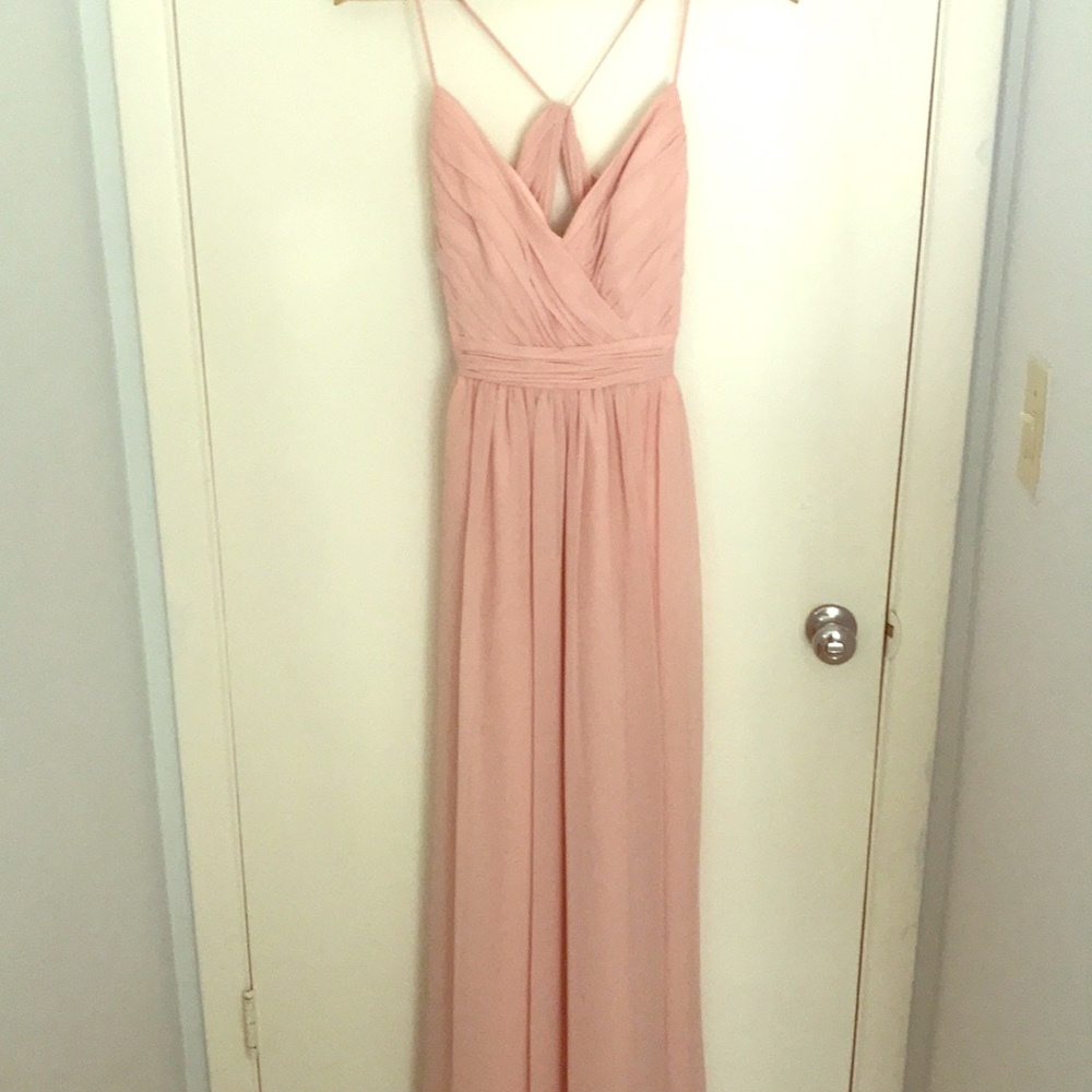 Bari Jay - Blush floor length bridesmaid dress